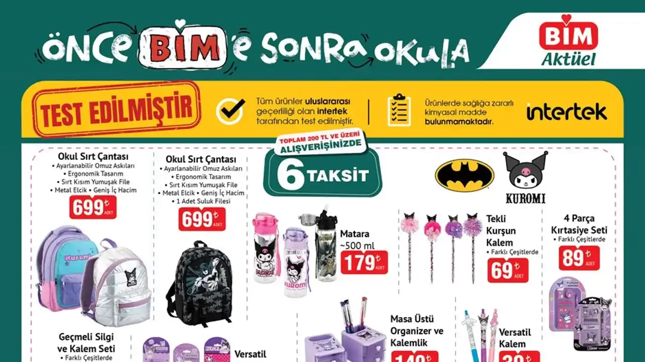 Çanta, kalem, silgi, defter ve suluk: BİM aktüel 22 Ağustos kırtasiye ürünleri geldi
